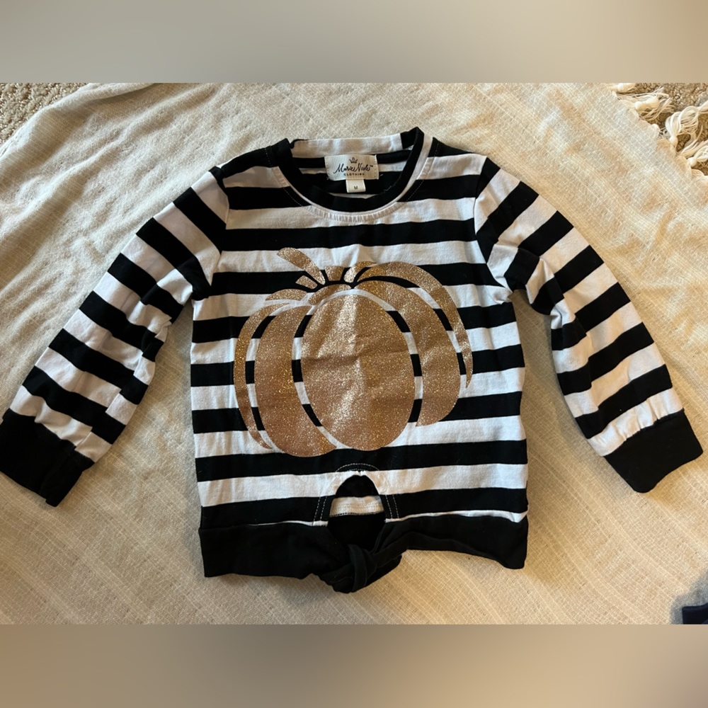 Long Sleeve Striped Pumpkin T-Shirt